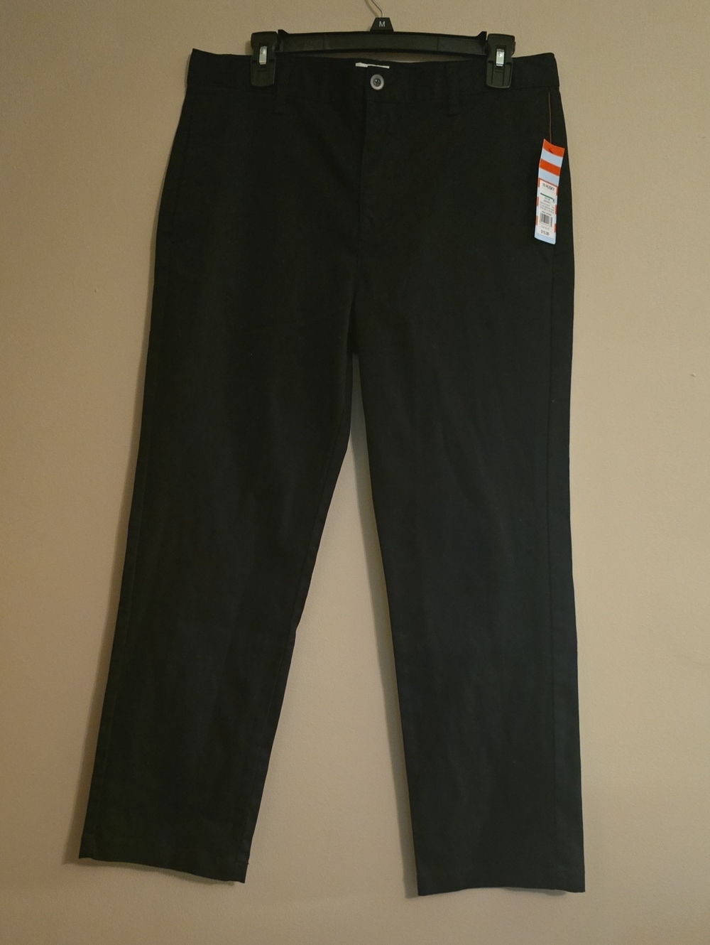 New Cat & Jack Boys Size 16 Husky Black Straight-Leg Chinos Khak8 Pants